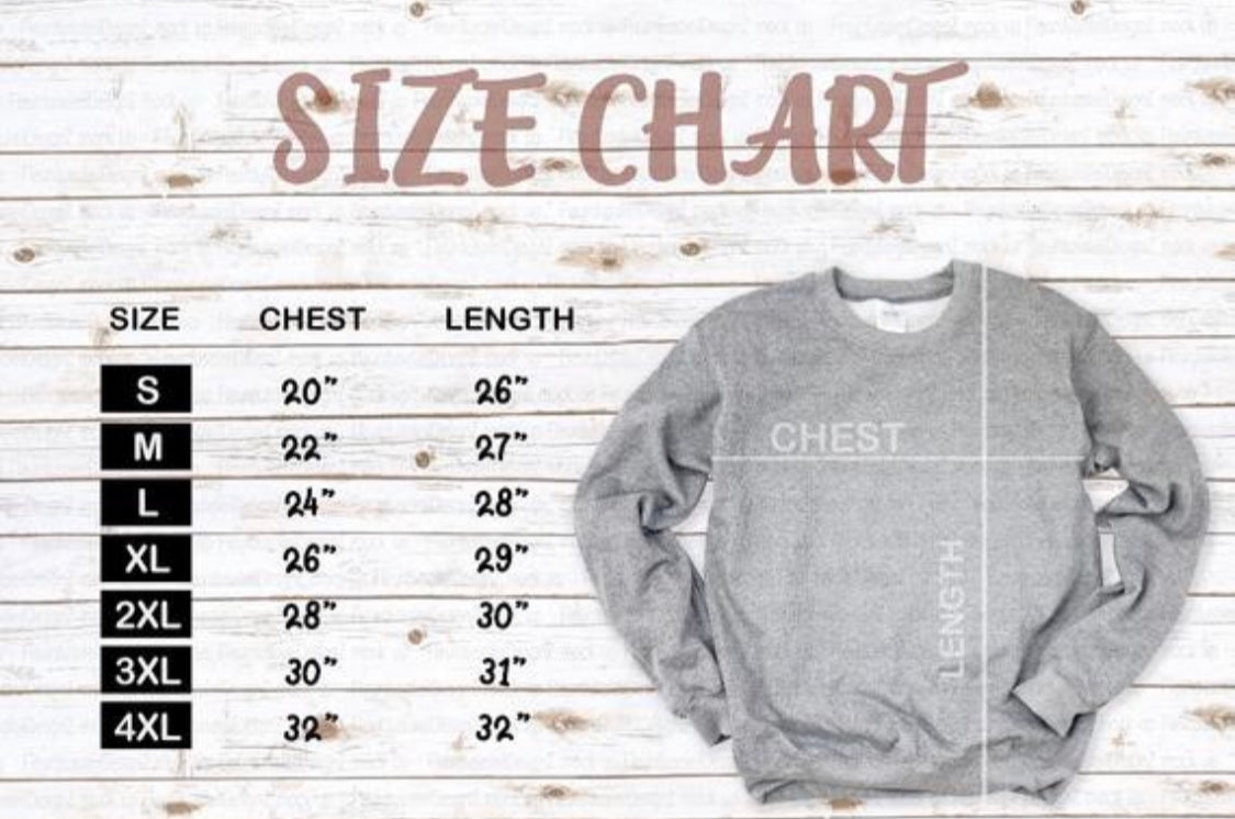 Size Chart Gildan 18000 Unisex Sweatshirt Size Guide