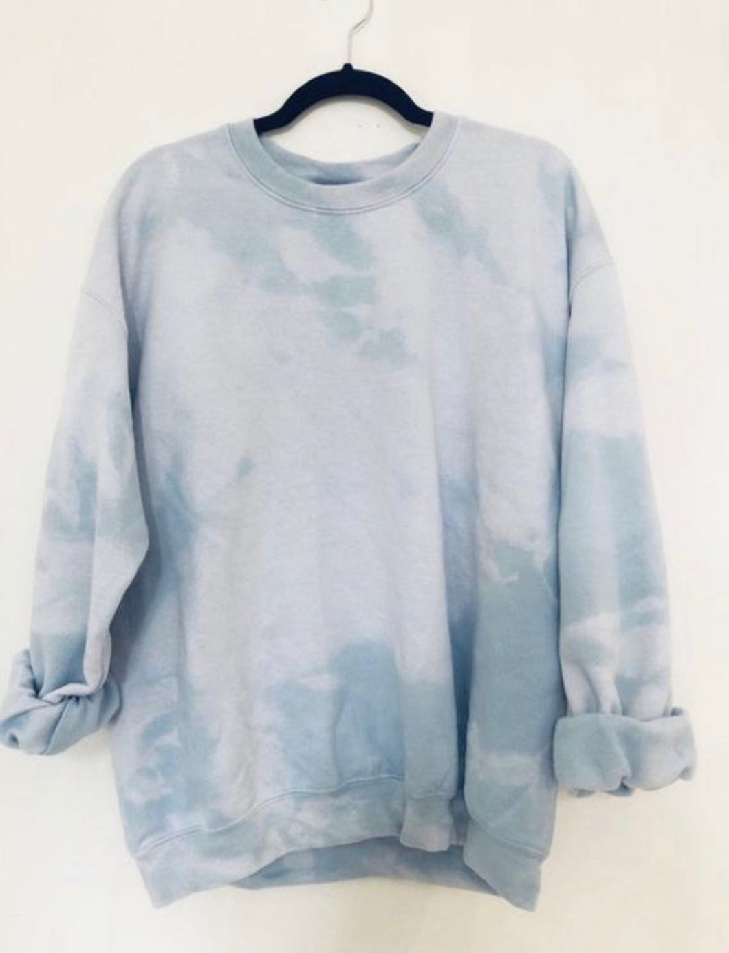 Bleach dye blue discount sweatshirt